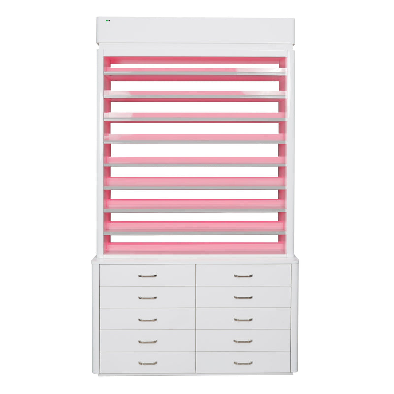 LUX M2 Double Side Access Polish & Powder Rack with Drawers
