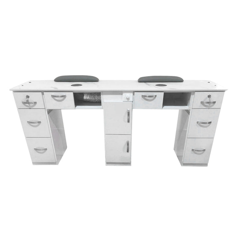 LUX20 Double Manicure Table with Vent Pipe + Vacuum
