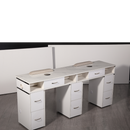 LUX550 Double Manicure Nail Table with UV Hole and Vent (Modern Grey or Pearl White)