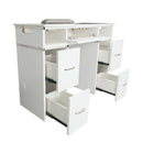 LUX550 Single Manicure Nail Table Marble Top with UV Hole, Vent & USB ( No Vacuum )