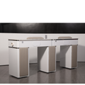 LUX550 Double Manicure Nail Table with UV Hole and Vent (Modern Grey or Pearl White)