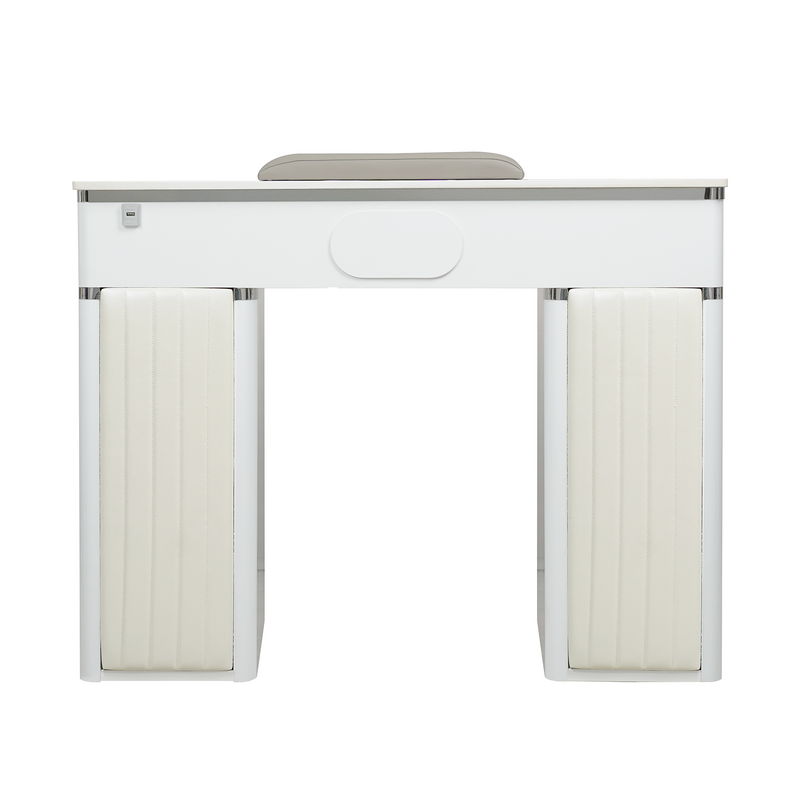LUX450 Single Manicure Nail Table Marble Top with UV Hole, Vent & USB ( No Vacuum )