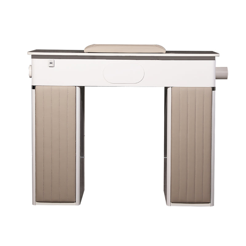 LUX450 Single Manicure Nail Table Marble Top with UV Hole, Vent & USB ( No Vacuum )