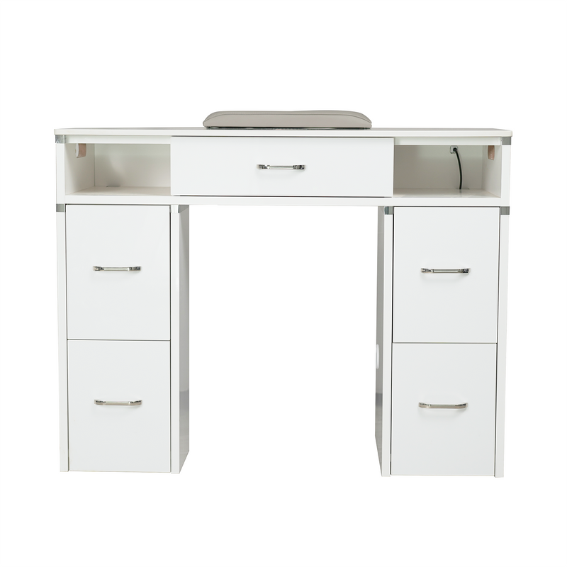 LUX450 Single Manicure Nail Table Marble Top with UV Hole, Vent & USB ( No Vacuum )