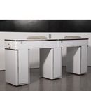 LUX550 Double Manicure Nail Table with UV Hole and Vent (Modern Grey or Pearl White)