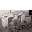 LUX550 Double Manicure Nail Table with UV Hole and Vent (Modern Grey or Pearl White)