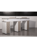 LUX550 Double Manicure Nail Table with UV Hole and Vent (Modern Grey or Pearl White)