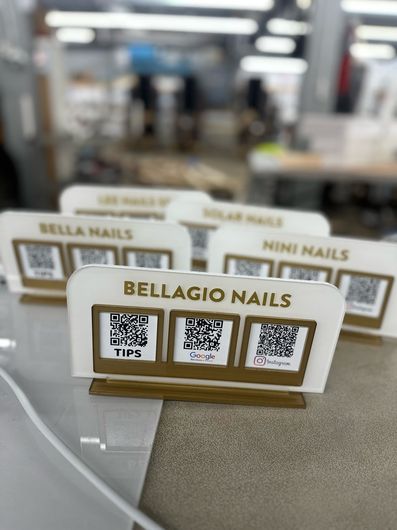 Elegant 3-QR Code Acrylic Display for Businesses