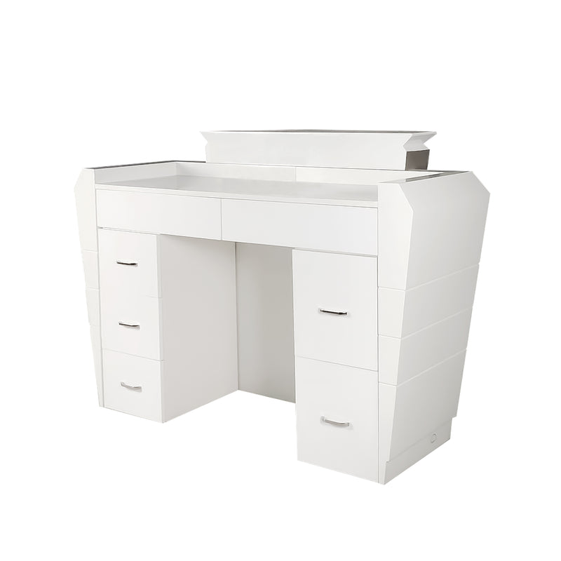 LUX Ruby R2 Reception Desk Marble Top Design with LED :: White