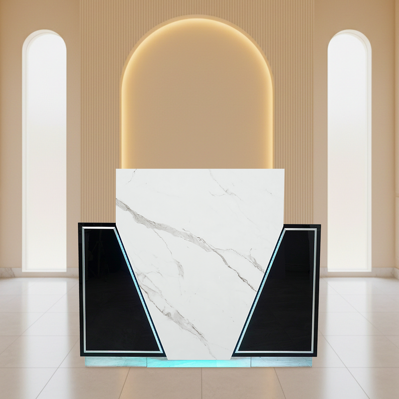 LUX V550 Reception Front Desk Marble Design with LED :: Black