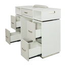 LUX GT45 Single Manicure Nail Table Marble Top with 2 UV Holes, Vent Pipe OR Vacuum Machine, & USB