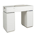 LUX GT45 Single Manicure Nail Table Marble Top with 2 UV Holes, Vent Pipe OR Vacuum Machine, & USB