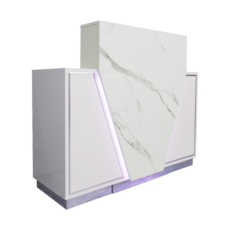 LUX V550 Reception Front Desk Marble Design with LED :: White