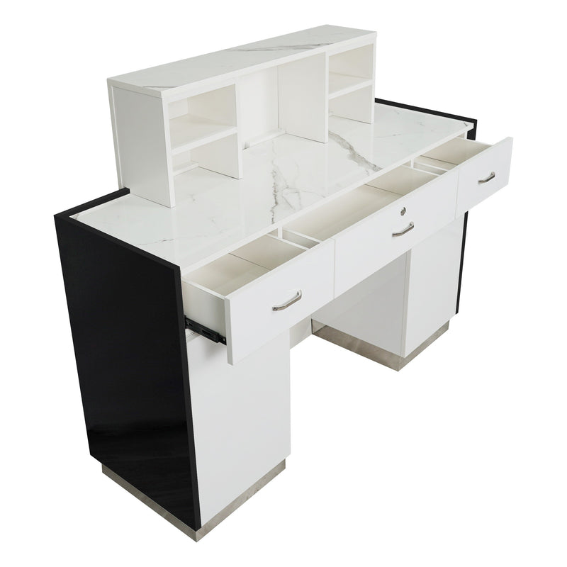 LUX V550 Reception Front Desk Marble Design with LED :: Black