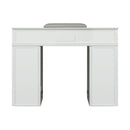 LUX N146 Single Manicure Nail Table Marble Top with UV Hole, Vent Pipe, & USB