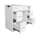 LUX N146 Single Manicure Nail Table Marble Top with UV Hole, Vent Pipe, & USB