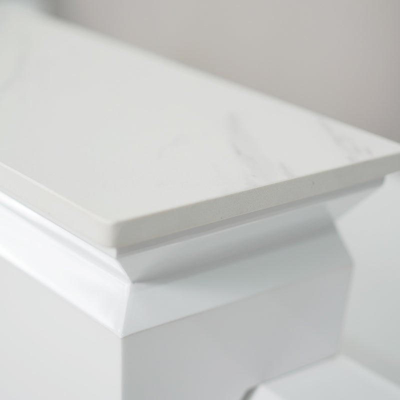 LUX Ruby R2 Reception Desk Marble Top Design with LED :: White