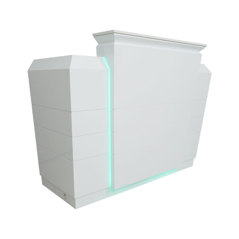 LUX Ruby R2 Reception Desk Marble Top Design with LED :: White