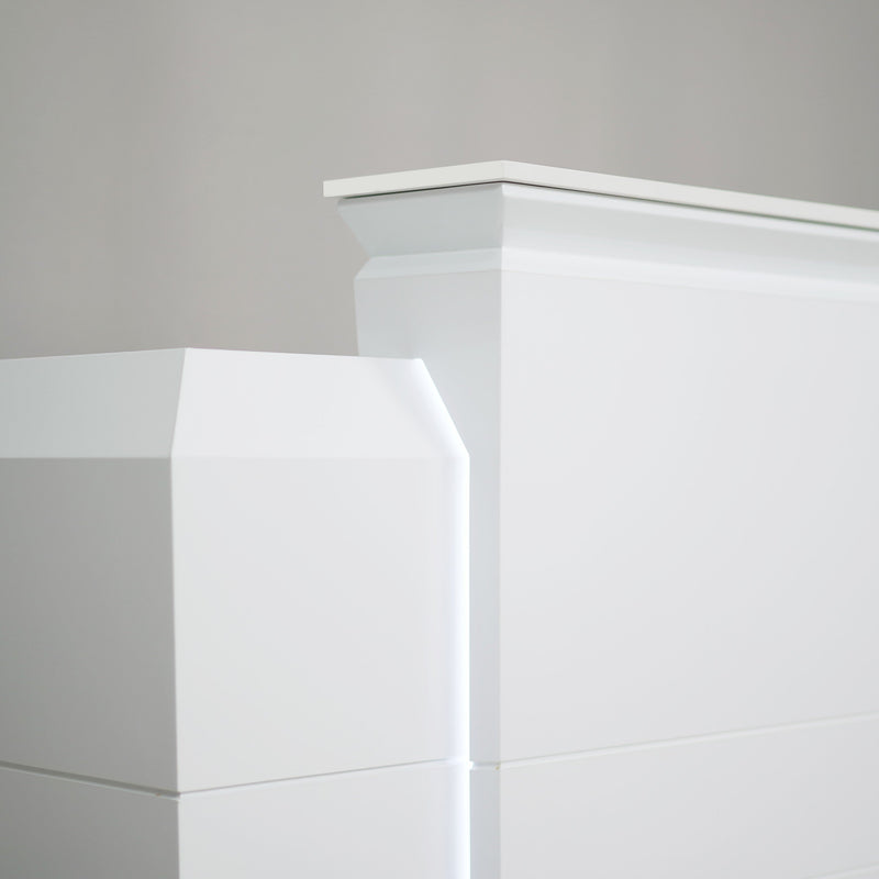 LUX Ruby R2 Reception Desk Marble Top Design with LED :: White