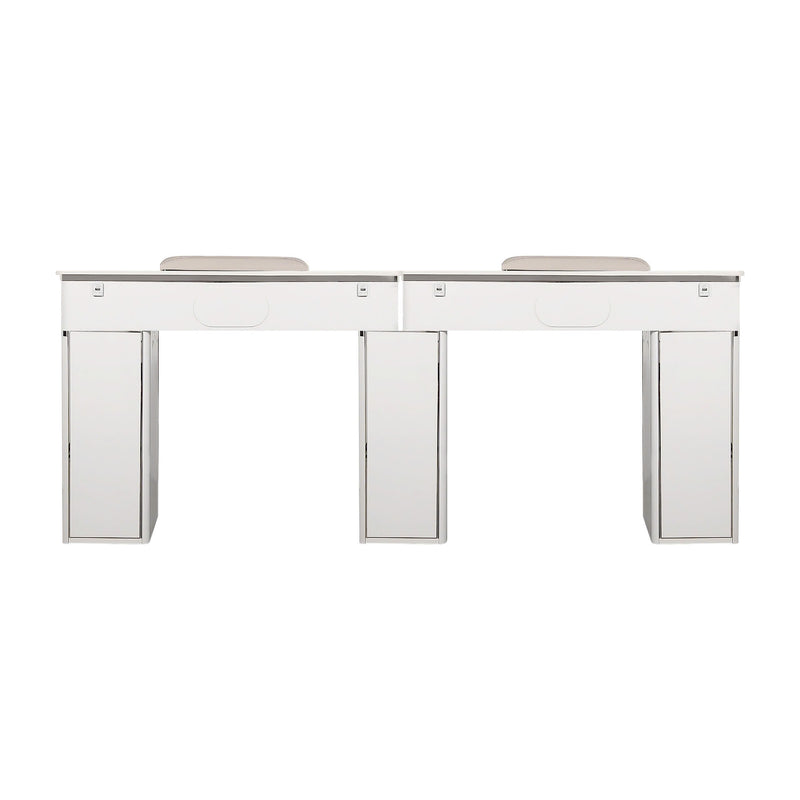 LUX Le Blanc Multi Manicure Nail Table Marble Top with UV Hole, Vent & USB