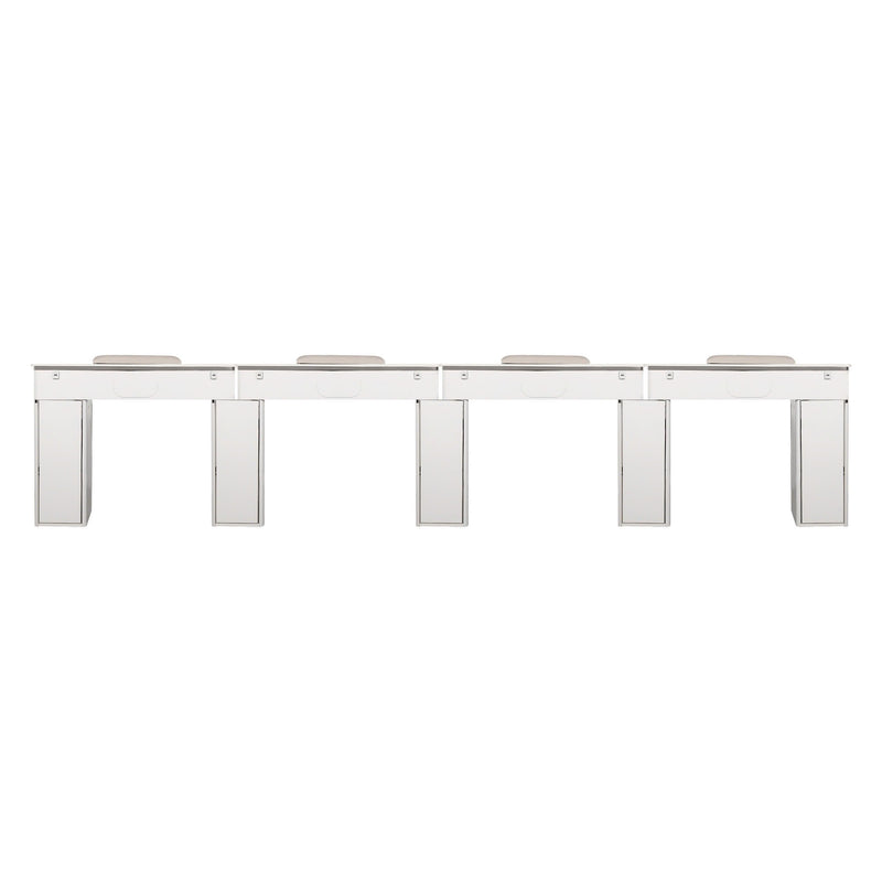 LUX Le Blanc Multi Manicure Nail Table Marble Top with UV Hole, Vent & USB