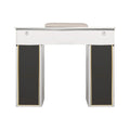 LUX Le Blanc Single Manicure Nail Table Marble Top with UV Hole, Vent & USB