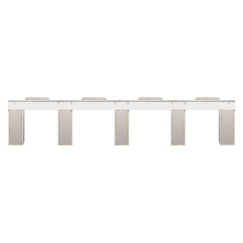LUX Le Blanc Multi Manicure Nail Table Marble Top with UV Hole, Vent & USB