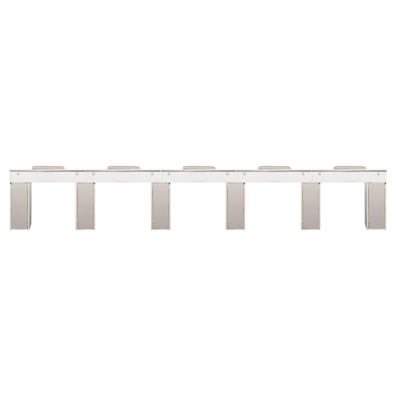 LUX Le Blanc Multi Manicure Nail Table Marble Top with UV Hole, Vent & USB