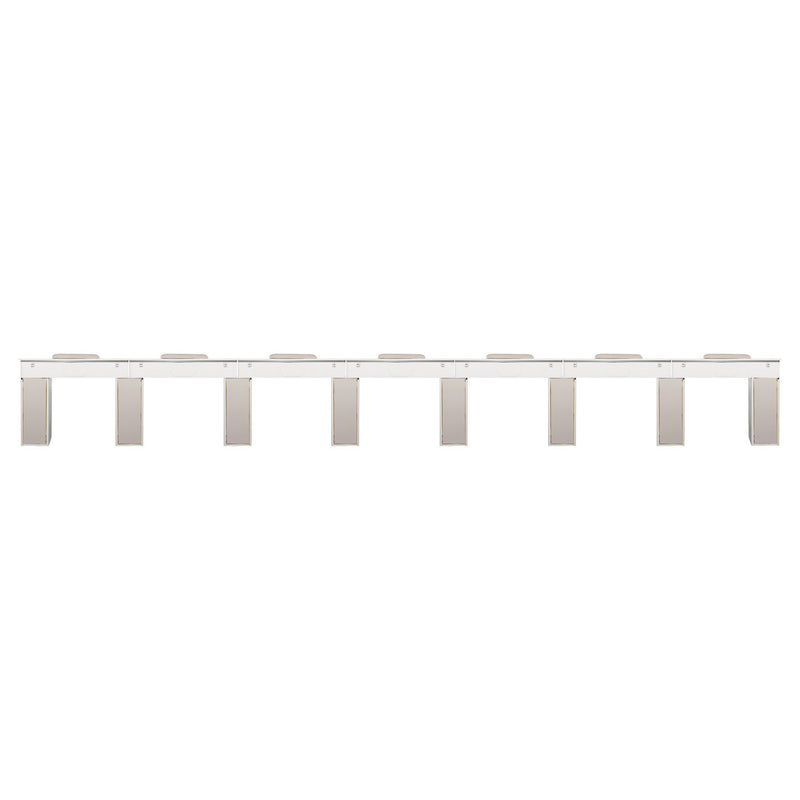 LUX Le Blanc Multi Manicure Nail Table Marble Top with UV Hole, Vent & USB