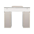 LUX Le Blanc Single Manicure Nail Table Marble Top with UV Hole, Vent & USB
