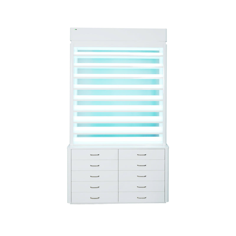 LUX M2 Double Side Access Polish & Powder Rack with Drawers