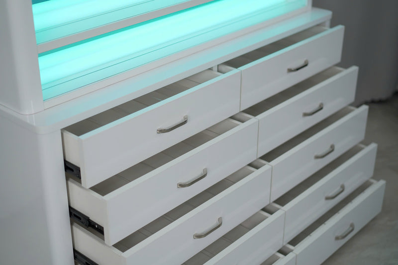 LUX M2 Double Side Access Polish & Powder Rack with Drawers