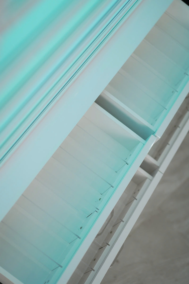 LUX M2 Double Side Access Polish & Powder Rack with Drawers