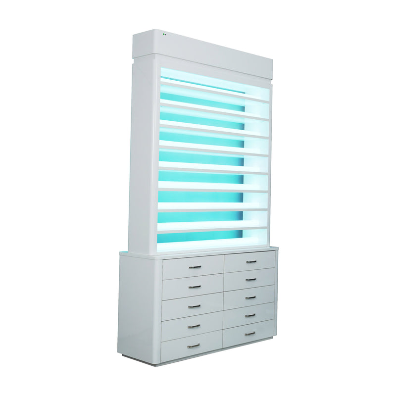 LUX M2 Double Side Access Polish & Powder Rack with Drawers