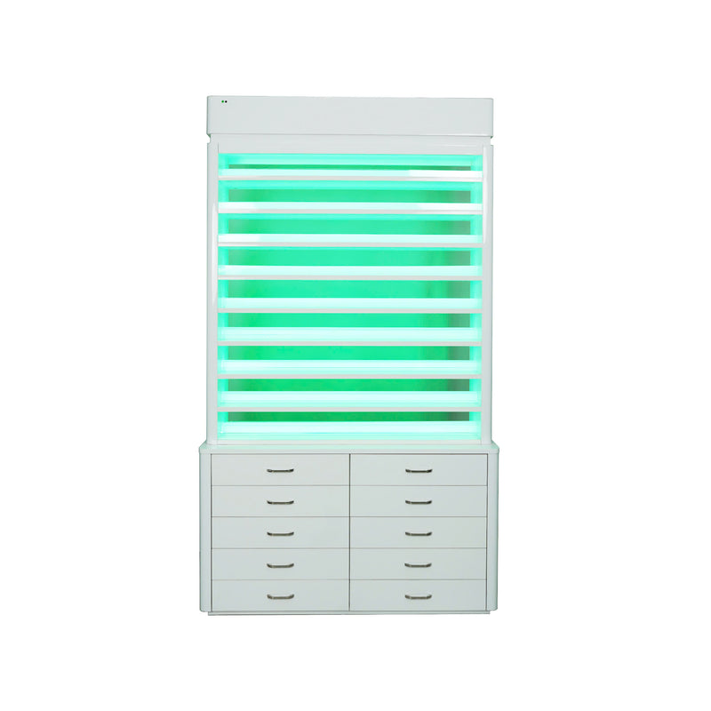 LUX M2 Double Side Access Polish & Powder Rack with Drawers