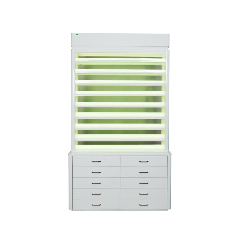 LUX M2 Double Side Access Polish & Powder Rack with Drawers