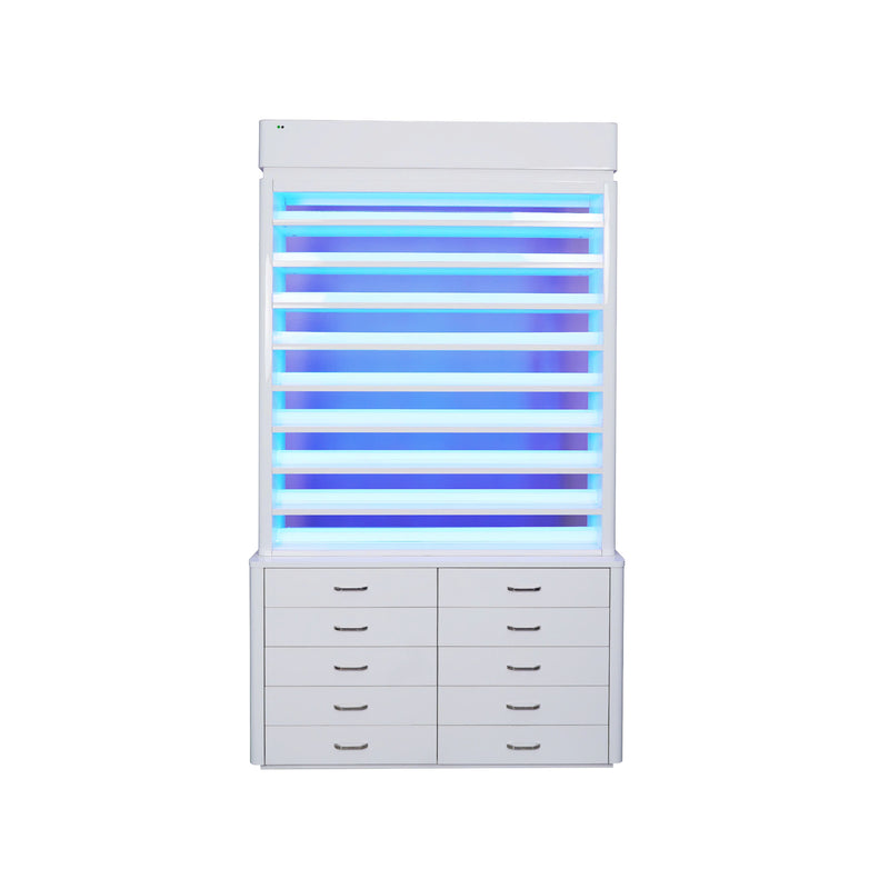 LUX M2 Double Side Access Polish & Powder Rack with Drawers