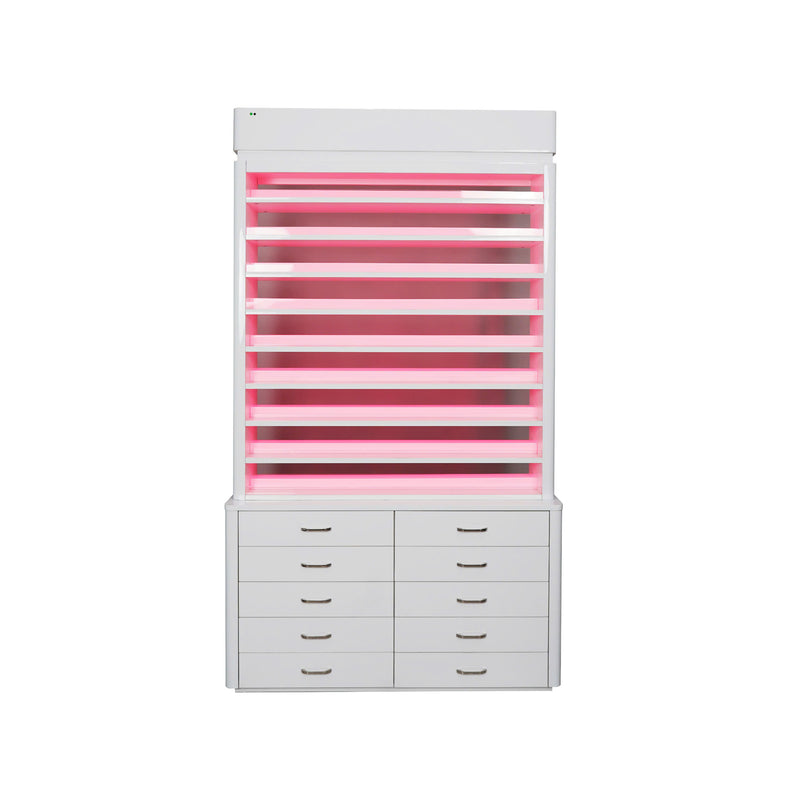 LUX M2 Double Side Access Polish & Powder Rack with Drawers