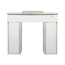 LUX Le Blanc Single Manicure Nail Table Marble Top with UV Hole, Vent & USB