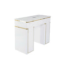 LUX Le Blanc Single Manicure Nail Table Marble Top with UV Hole, Vent & USB