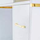 LUX Le Blanc Single Manicure Nail Table Marble Top with UV Hole, Vent & USB