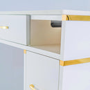 LUX Le Blanc Single Manicure Nail Table Marble Top with UV Hole, Vent & USB