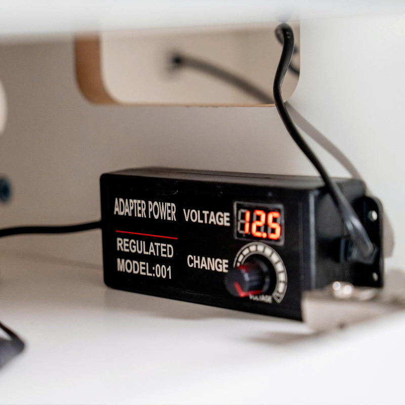 LUX Le Blanc Single Manicure Nail Table Marble Top with UV Hole, Vent & USB