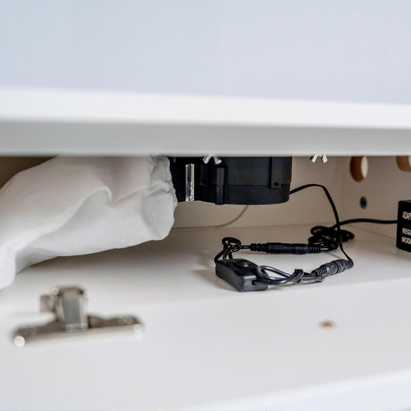 LUX Le Blanc Single Manicure Nail Table Marble Top with UV Hole, Vent & USB