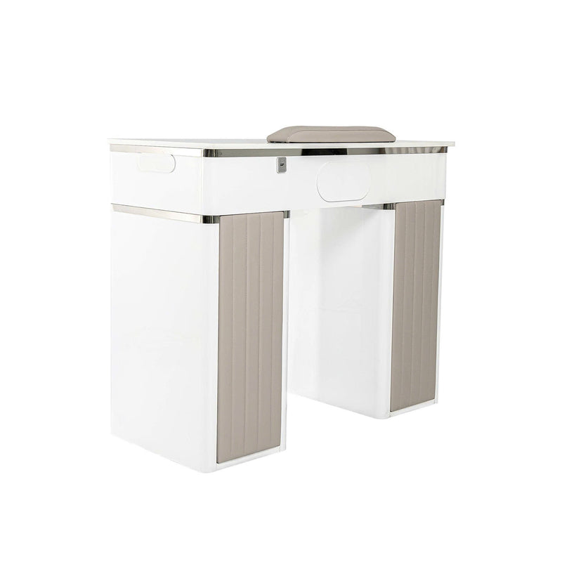 LUX450 Single Manicure Nail Table Marble Top with UV Hole, Vent & USB ( No Vacuum )