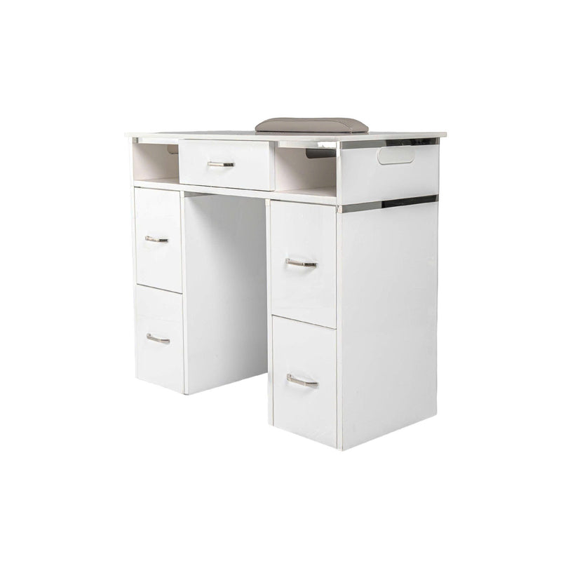 LUX450 Single Manicure Nail Table Marble Top with UV Hole, Vent & USB ( No Vacuum )