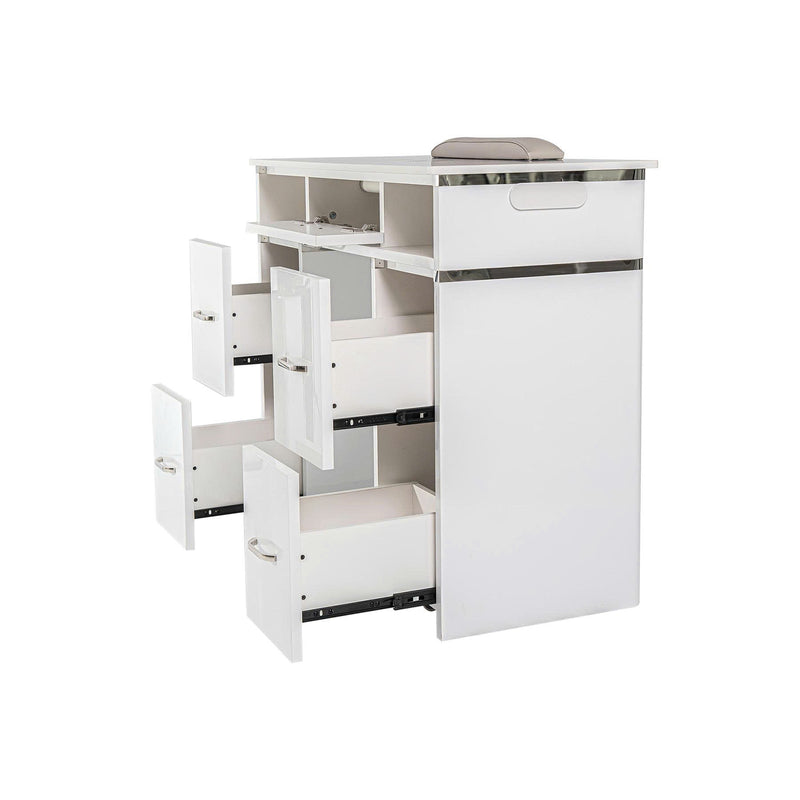 LUX450 Single Manicure Nail Table Marble Top with UV Hole, Vent & USB ( No Vacuum )