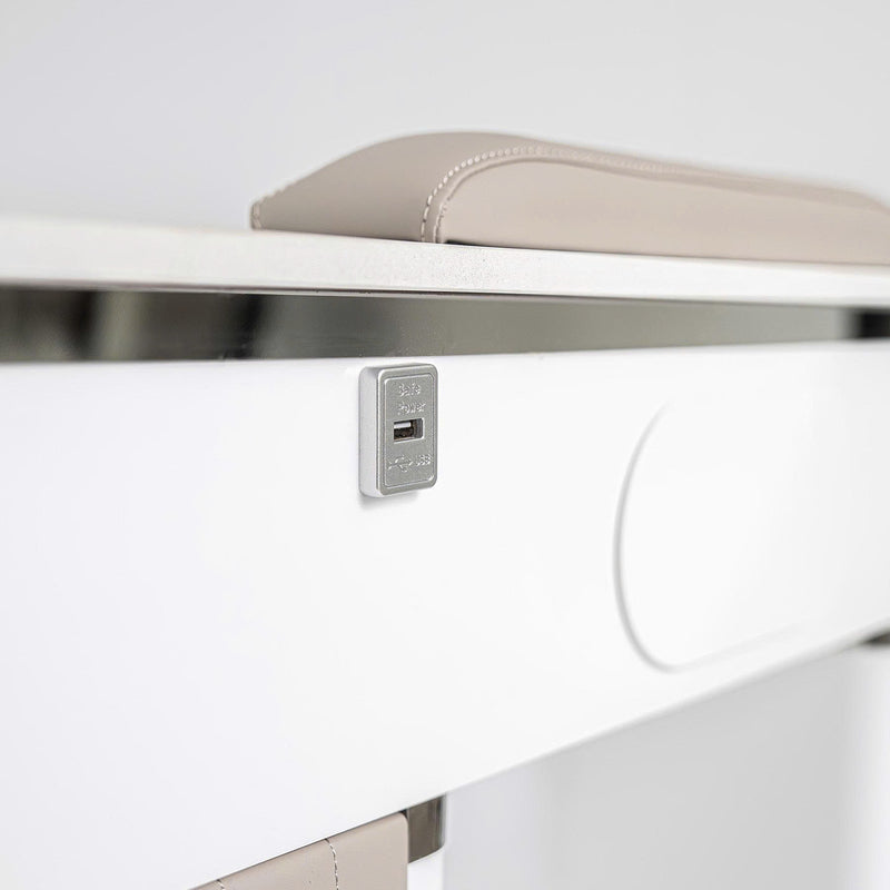 LUX450 Single Manicure Nail Table Marble Top with UV Hole, Vent & USB ( No Vacuum )