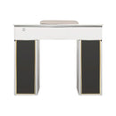 LUX Le Blanc Single Manicure Nail Table Marble Top with UV Hole, Vent & USB