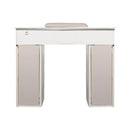 LUX Le Blanc Single Manicure Nail Table Marble Top with UV Hole, Vent & USB